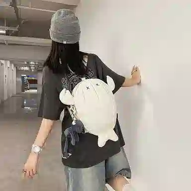 單倉 个性潮流小龙虾小众卡通搞怪设计骑行背包初高中学生大容量创意吸睛 尼龙 书包双肩包 常规 男女同款情侣款 黑色/白色/红色/灰色