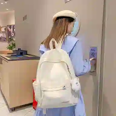 單倉 高颜值日系简约学院风大容量书包初高中学生纯色轻便百搭旅行 电脑背包 尼龙 双肩包 常规 男女同款情侣款 多色