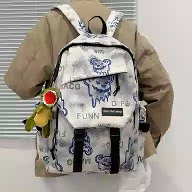 單倉 小众美式高街时尚潮流印花轻便初高中学工装帅气旅行 尼龙 双肩包 男女同款情侣款 多色