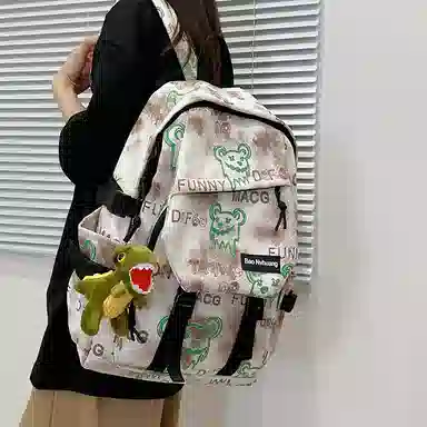 單倉 小众美式高街时尚潮流印花轻便初高中学工装帅气旅行 尼龙 双肩包 男女同款情侣款 多色