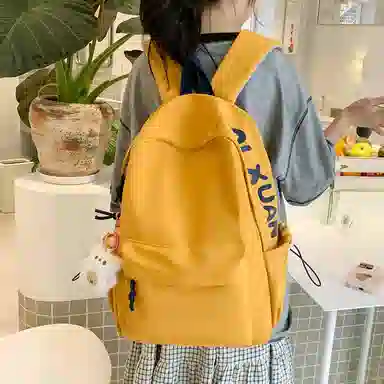 單倉 轻便简约日系校园休闲书包初高中大学生通勤旅行上课 复合布 背包双肩包 常规 男女同款情侣款 白色/蓝色/黄色/红色/黑色