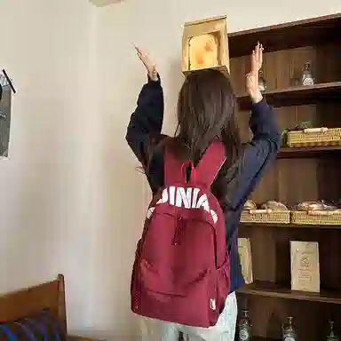 單倉 时尚简约字母大容量简约复古潮书包初高中学生轻便通勤旅行百搭 尼龙 双肩包 常规 男女同款情侣款 多色