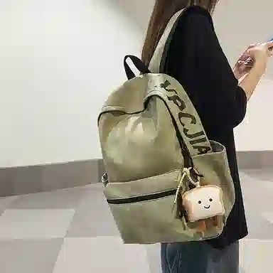 單倉 扎染高街时尚街头潮流轻便大容量初高中学生简约百搭耐磨通勤旅行 书包背包 尼龙 双肩包 男女同款情侣款 米白色/黑色/红色/绿色