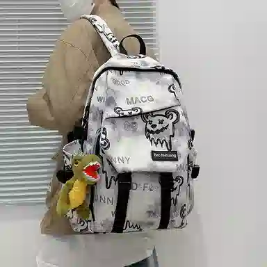 單倉 小众美式高街时尚潮流印花轻便初高中学工装帅气旅行 尼龙 双肩包 男女同款情侣款 多色