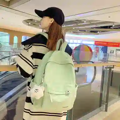 單倉 高颜值日系简约学院风大容量书包初高中学生纯色轻便百搭旅行 电脑背包 尼龙 双肩包 常规 男女同款情侣款 多色