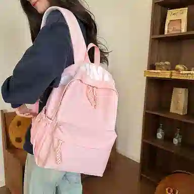 單倉 时尚简约字母大容量简约复古潮书包初高中学生轻便通勤旅行百搭 尼龙 双肩包 常规 男女同款情侣款 多色