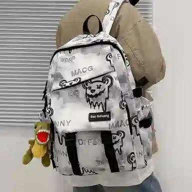 單倉 小众美式高街时尚潮流印花轻便初高中学工装帅气旅行 尼龙 双肩包 男女同款情侣款 多色
