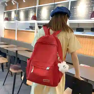 單倉 高颜值日系简约学院风大容量书包初高中学生纯色轻便百搭旅行 电脑背包 尼龙 双肩包 常规 男女同款情侣款 多色