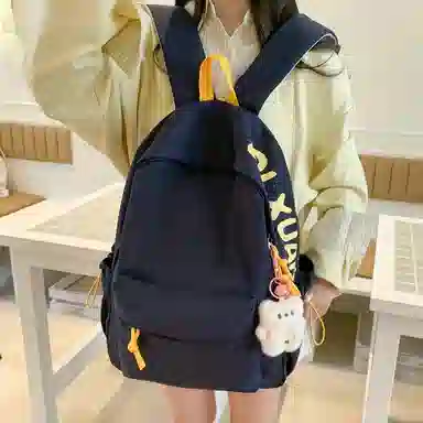 單倉 轻便简约日系校园休闲书包初高中大学生通勤旅行上课 复合布 背包双肩包 常规 男女同款情侣款 白色/蓝色/黄色/红色/黑色