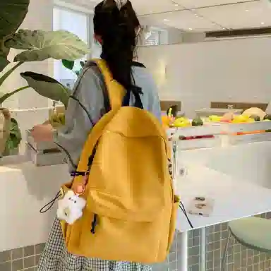 單倉 轻便简约日系校园休闲书包初高中大学生通勤旅行上课 复合布 背包双肩包 常规 男女同款情侣款 白色/蓝色/黄色/红色/黑色