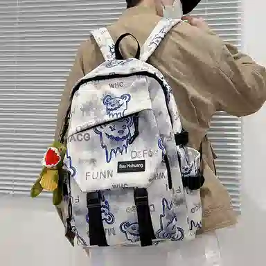 單倉 小众美式高街时尚潮流印花轻便初高中学工装帅气旅行 尼龙 双肩包 男女同款情侣款 多色