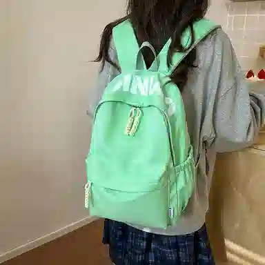 單倉 时尚简约字母大容量简约复古潮书包初高中学生轻便通勤旅行百搭 尼龙 双肩包 常规 男女同款情侣款 多色