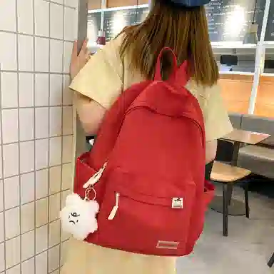 單倉 高颜值日系简约学院风大容量书包初高中学生纯色轻便百搭旅行 电脑背包 尼龙 双肩包 常规 男女同款情侣款 多色