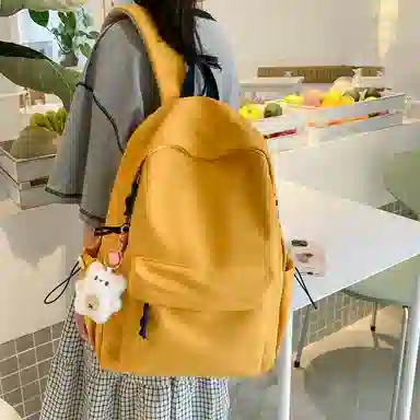 單倉 轻便简约日系校园休闲书包初高中大学生通勤旅行上课 复合布 背包双肩包 常规 男女同款情侣款 白色/蓝色/黄色/红色/黑色