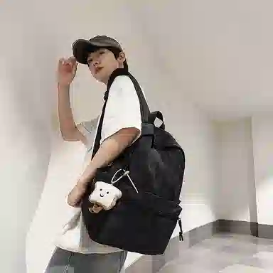 單倉 扎染高街时尚街头潮流轻便大容量初高中学生简约百搭耐磨通勤旅行 书包背包 尼龙 双肩包 男女同款情侣款 米白色/黑色/红色/绿色