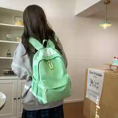 單倉 时尚简约字母大容量简约复古潮书包初高中学生轻便通勤旅行百搭 尼龙 双肩包 常规 男女同款情侣款 多色
