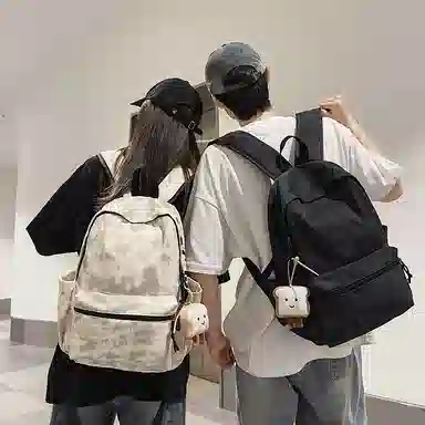 單倉 扎染高街时尚街头潮流轻便大容量初高中学生简约百搭耐磨通勤旅行 书包背包 尼龙 双肩包 男女同款情侣款 米白色/黑色/红色/绿色