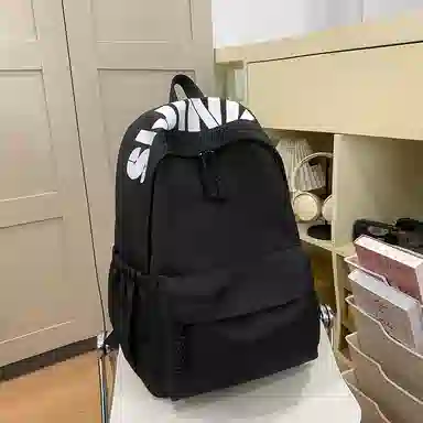 單倉 时尚简约字母大容量简约复古潮书包初高中学生轻便通勤旅行百搭 尼龙 双肩包 常规 男女同款情侣款 多色