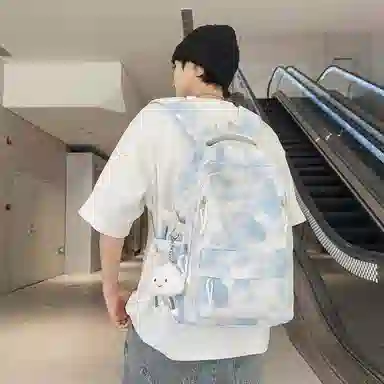 單倉 时尚小众扎染高颜值书包背包初高中学生大容量轻便潮流旅行耐磨 尼龙 双肩包 常规 男女同款情侣款 黑色/绿色/蓝色/粉色
