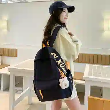 單倉 轻便简约日系校园休闲书包初高中大学生通勤旅行上课 复合布 背包双肩包 常规 男女同款情侣款 白色/蓝色/黄色/红色/黑色