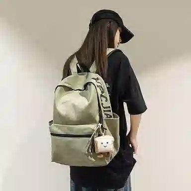 單倉 扎染高街时尚街头潮流轻便大容量初高中学生简约百搭耐磨通勤旅行 书包背包 尼龙 双肩包 男女同款情侣款 米白色/黑色/红色/绿色