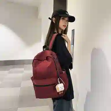 單倉 扎染高街时尚街头潮流轻便大容量初高中学生简约百搭耐磨通勤旅行 书包背包 尼龙 双肩包 男女同款情侣款 米白色/黑色/红色/绿色
