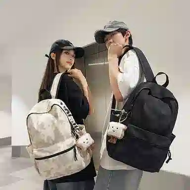 單倉 扎染高街时尚街头潮流轻便大容量初高中学生简约百搭耐磨通勤旅行 书包背包 尼龙 双肩包 男女同款情侣款 米白色/黑色/红色/绿色