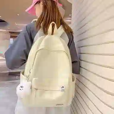 單倉 高颜值日系简约学院风大容量书包初高中学生纯色轻便百搭旅行 电脑背包 尼龙 双肩包 常规 男女同款情侣款 多色