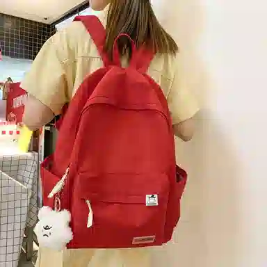 單倉 高颜值日系简约学院风大容量书包初高中学生纯色轻便百搭旅行 电脑背包 尼龙 双肩包 常规 男女同款情侣款 多色