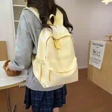 單倉 时尚简约字母大容量简约复古潮书包初高中学生轻便通勤旅行百搭 尼龙 双肩包 常规 男女同款情侣款 多色