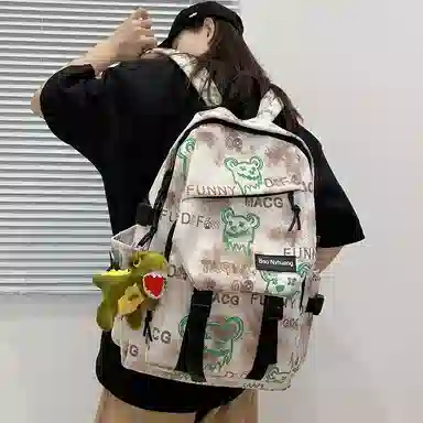單倉 小众美式高街时尚潮流印花轻便初高中学工装帅气旅行 尼龙 双肩包 男女同款情侣款 多色
