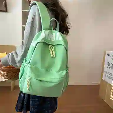 單倉 时尚简约字母大容量简约复古潮书包初高中学生轻便通勤旅行百搭 尼龙 双肩包 常规 男女同款情侣款 多色
