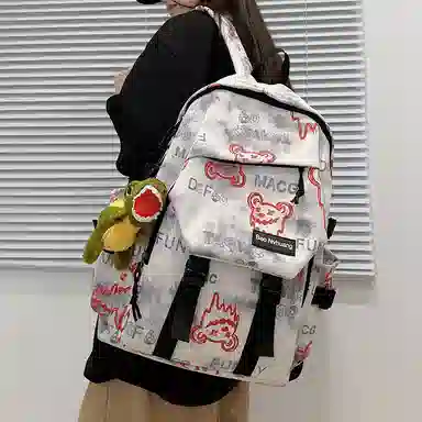 單倉 小众美式高街时尚潮流印花轻便初高中学工装帅气旅行 尼龙 双肩包 男女同款情侣款 多色