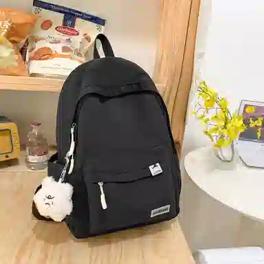 單倉 高颜值日系简约学院风大容量书包初高中学生纯色轻便百搭旅行 电脑背包 尼龙 双肩包 常规 男女同款情侣款 多色