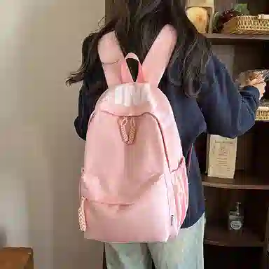 單倉 时尚简约字母大容量简约复古潮书包初高中学生轻便通勤旅行百搭 尼龙 双肩包 常规 男女同款情侣款 多色