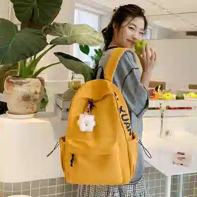 單倉 轻便简约日系校园休闲书包初高中大学生通勤旅行上课 复合布 背包双肩包 常规 男女同款情侣款 白色/蓝色/黄色/红色/黑色