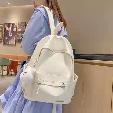單倉 高颜值日系简约学院风大容量书包初高中学生纯色轻便百搭旅行 电脑背包 尼龙 双肩包 常规 男女同款情侣款 多色
