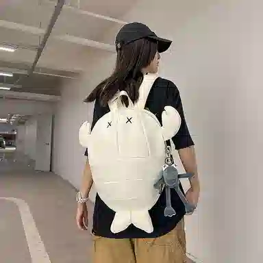 單倉 个性潮流小龙虾小众卡通搞怪设计骑行背包初高中学生大容量创意吸睛 尼龙 书包双肩包 常规 男女同款情侣款 黑色/白色/红色/灰色