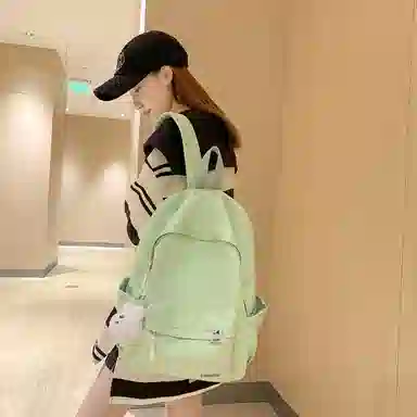 單倉 高颜值日系简约学院风大容量书包初高中学生纯色轻便百搭旅行 电脑背包 尼龙 双肩包 常规 男女同款情侣款 多色