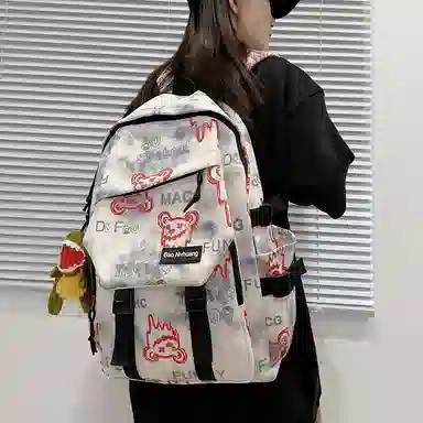 單倉 小众美式高街时尚潮流印花轻便初高中学工装帅气旅行 尼龙 双肩包 男女同款情侣款 多色