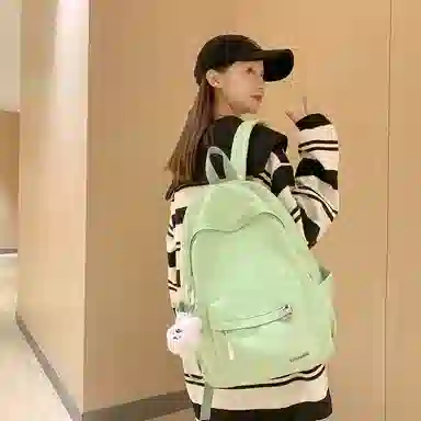 單倉 高颜值日系简约学院风大容量书包初高中学生纯色轻便百搭旅行 电脑背包 尼龙 双肩包 常规 男女同款情侣款 多色