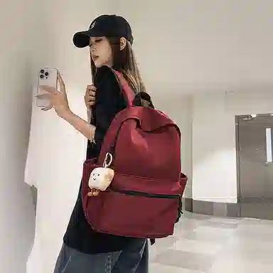 單倉 扎染高街时尚街头潮流轻便大容量初高中学生简约百搭耐磨通勤旅行 书包背包 尼龙 双肩包 男女同款情侣款 米白色/黑色/红色/绿色