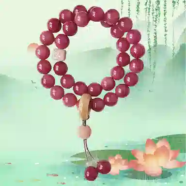 艾卡拉 乌梅子酱紫月花影雕刻国风圆珠 菩提根 手串 男女同款情侣款