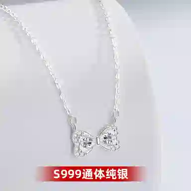 艾卡拉 韩系爱心女小众设计 银 项链 男女同款情侣款