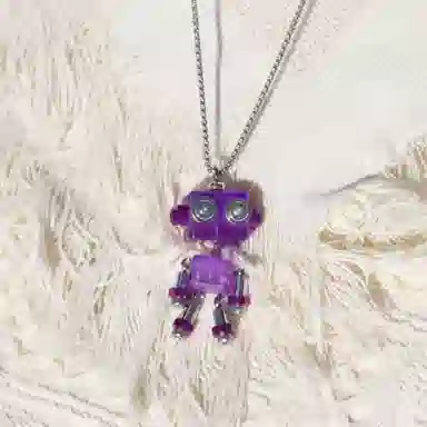 木小魔 斓 蒸汽朋克风手工制作成品机器人创意 木制钥匙扣 项链 男女同款情侣款