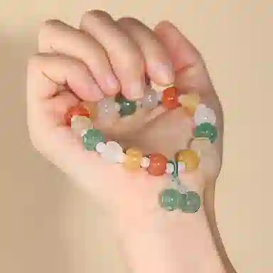 【普陀山官方已祝福】 普陀山文创 多宝彩色金丝南瓜平安转运佛珠手把件 金丝玉 手串 女款