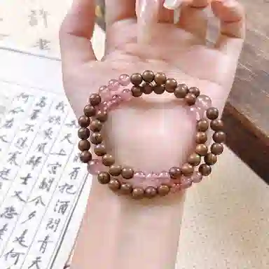 普陀山文创 新中式国风双圈叠戴转运珠复古小众气质文玩 好运 金丝檀木 手串 男女同款情侣款