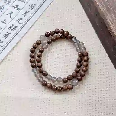 普陀山文创 新中式国风双圈叠戴转运珠复古小众气质文玩 好运 金丝檀木 手串 男女同款情侣款