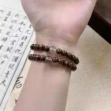 普陀山文创 新中式国风双圈叠戴转运珠复古小众气质文玩 好运 金丝檀木 手串 男女同款情侣款