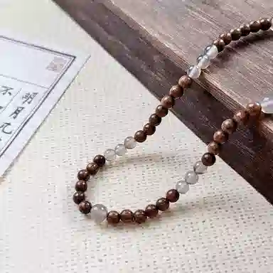 普陀山文创 新中式国风双圈叠戴转运珠复古小众气质文玩 好运 金丝檀木 手串 男女同款情侣款